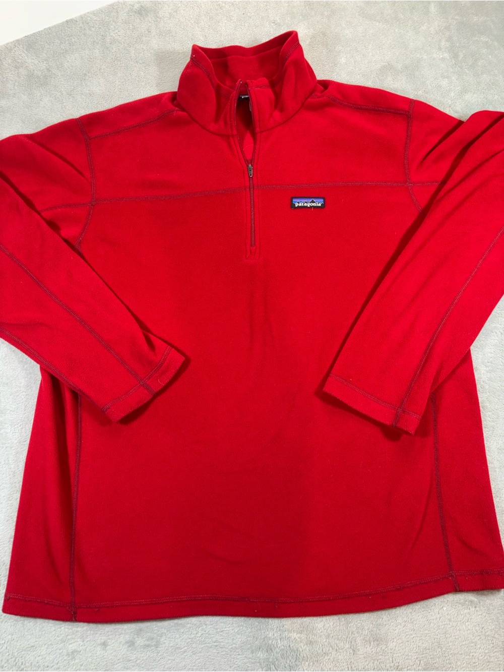 Patagonia Men's Micro D 1/4 Zip Fleece Pullover - Red, Large